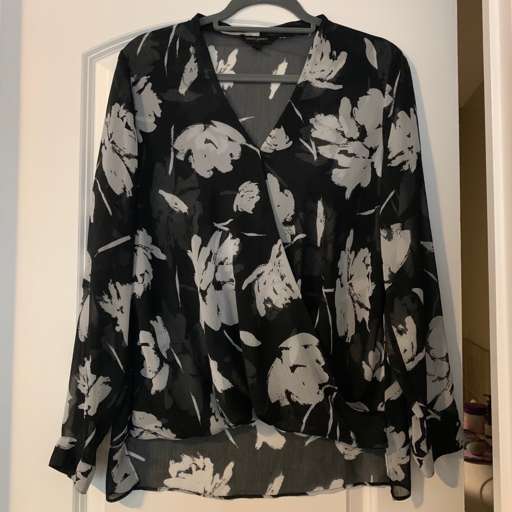 Black floral sheer top